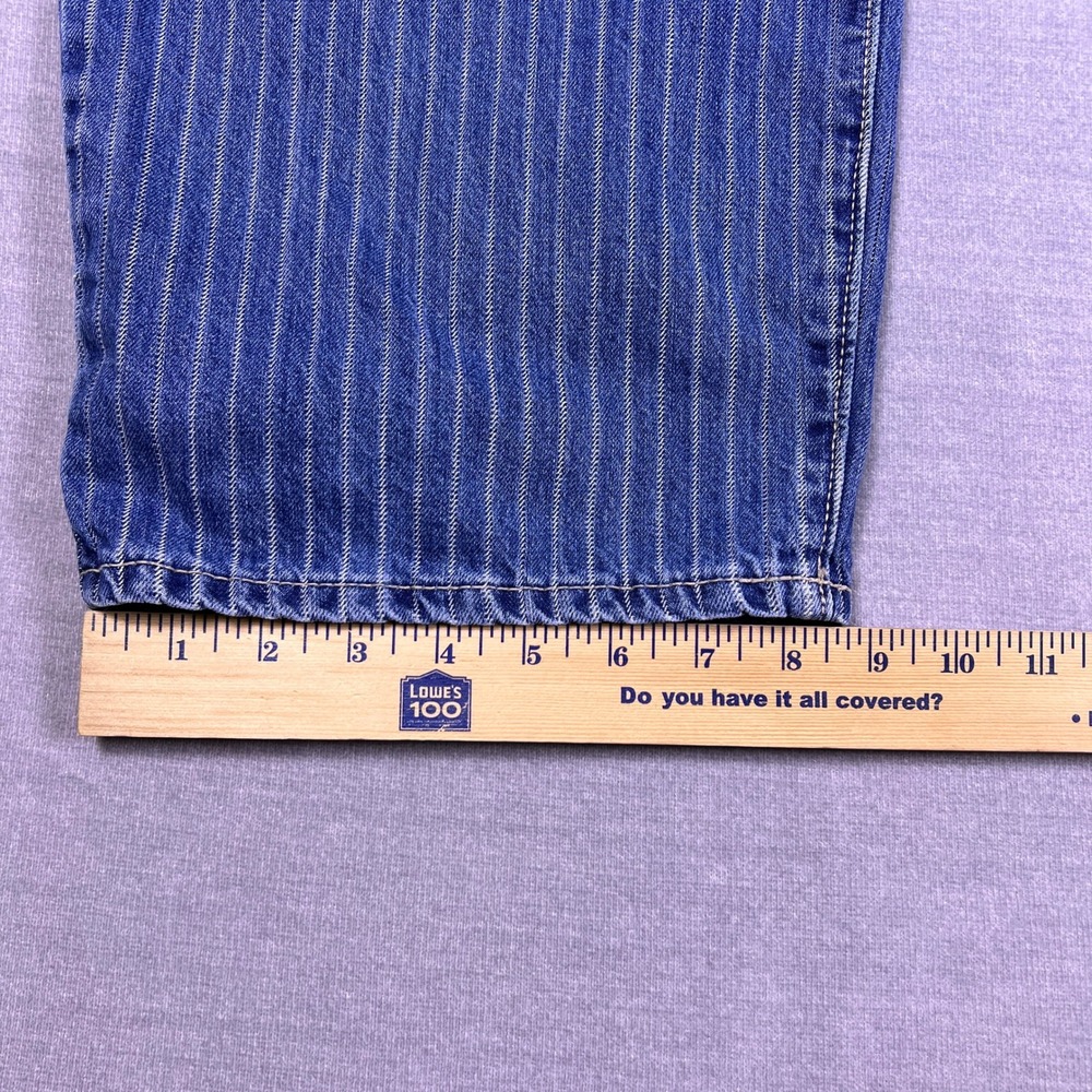 Old Navy Pinstripe Rigid O.G. Loose Denim Jeans Womens Size 22 Blue Cotton - Picture 10 of 12